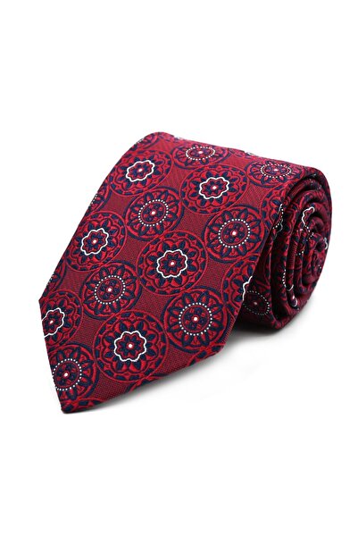 Sade Kravat Bordo Lacivert Beyaz Özel Çiçek Desenli Özel Dokuma Kravat 32933 ...