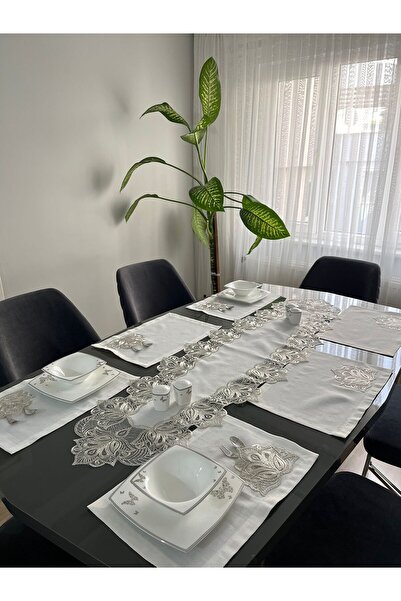 BRL ÇEYİZ HOME Linen Textured Luxury French Lace American Set/12 People-13 Pi...