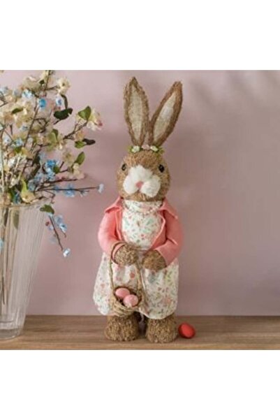 Tessari Easter Decorative Figure Rabbit from Grass with Pink Jacket & Basket ...