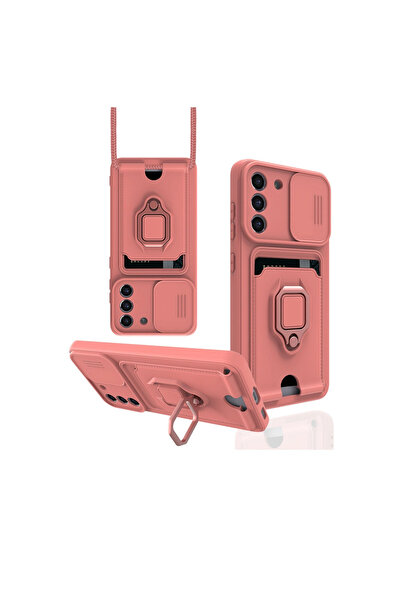 eco port حافظة سامسونج جالاكسي S21 Fe زوما مع حلقة سيليكون لبطاقة العمل - وردي