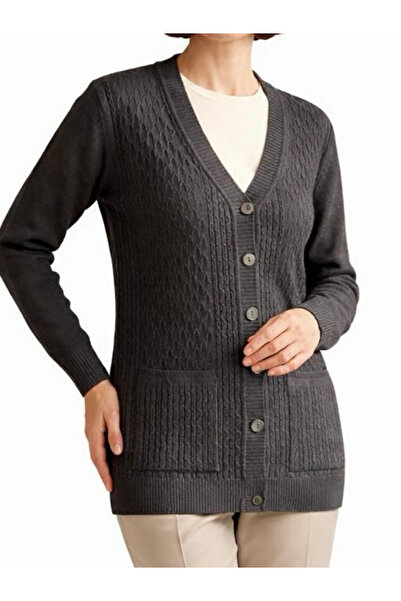 tiriTEK TRİKO Patterned Knitwear Mother's Cardigan / Black