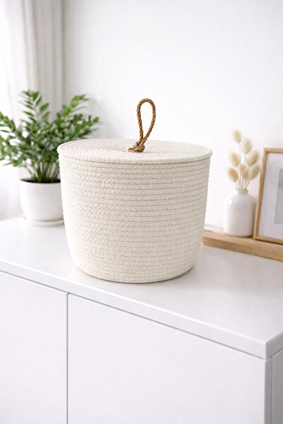 ÖRGÜM Basket Decorative Multi-Purpose Organizer with Lid 20X20 cm