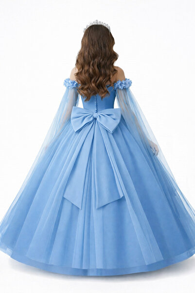 Star Kids Κοριτσίστικο φόρεμα πριγκίπισσας με μπλε λουλουδάτη λεπτομέρεια, Φό...