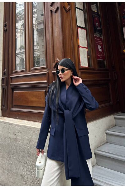 buqre's moda Women's Blazer with Detachable Shawl Collar Detail