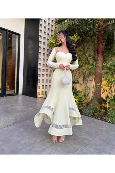 Special-DIARA A soft, calming lemon-colored dress with a modern design