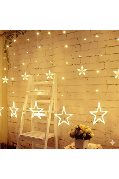 TeknoEser Dekoratif 12 Yıldızlı Perde LED Işık Günışığı Oda Dekorasyonu - Gec...