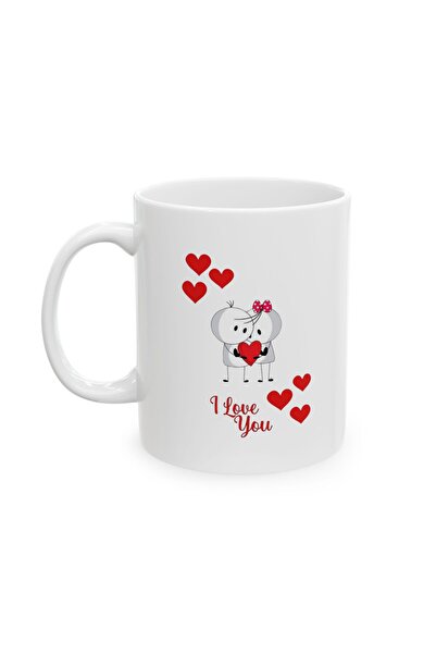 I Love You Aşık Adam Tasarımlı Porselen Kupa Bardak Sevgiliye Hediye