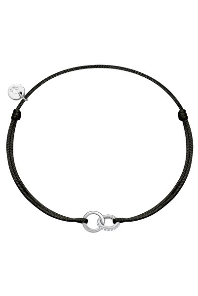 Glanzstücke München Textilarmband Armband Sterling Silber Textil (schwarz) Zi...