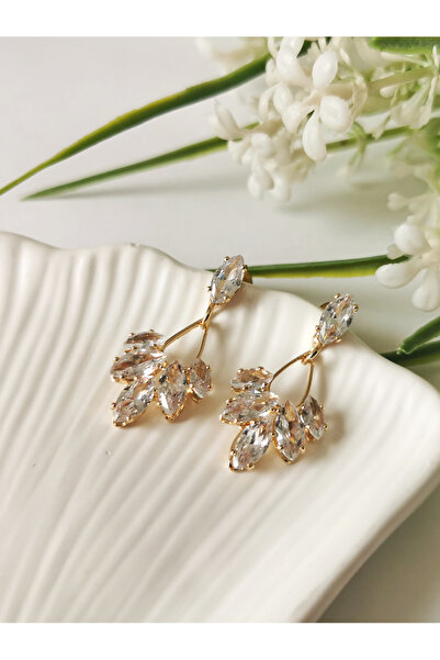 Halley Concept Crystal Stone Dangle Earrings Gold