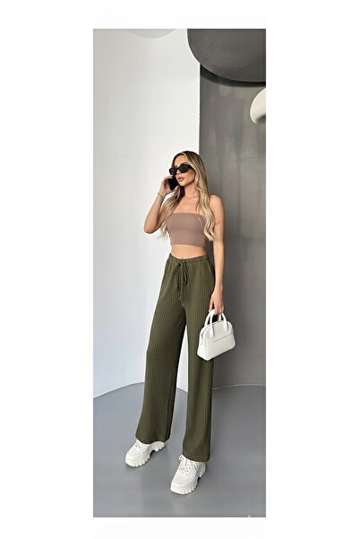 THEBEK Women's Bubble Loose Summer Casual Loose Cut Elastic Pipe Leg Trousers