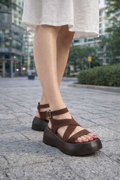 miss fırat Bilie Strappy Suede Women's Sandals Comfortable and Stylish