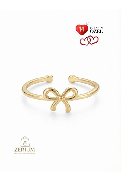 ZERİUM خاتم نسائي من الفولاذ قابل للتعديل بتصميم فيونك