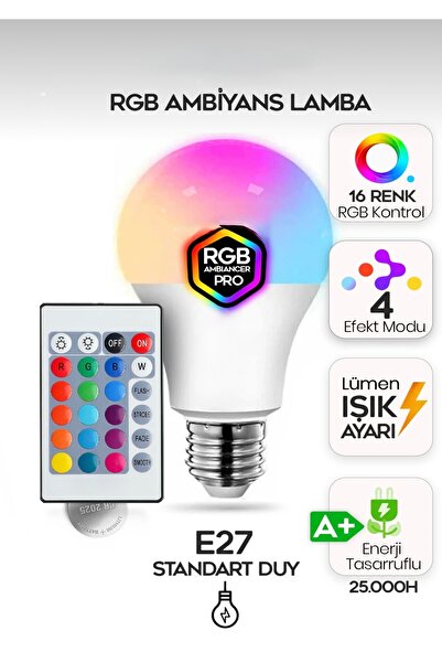 Led Uzaktan kumandalı 9 watt rgb ampül Yüksek ışık gücü