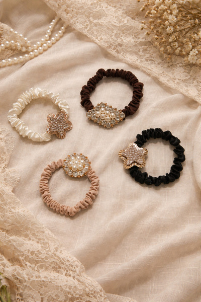 TChic 4 Piece Satin Buckle with Stone Brooches