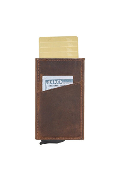 MericLine Torres Leather Card Holder with Mechanism G2 Brown