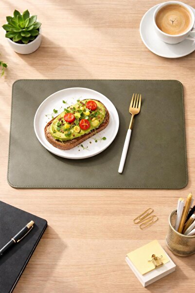 Mesut Balaban Deri Ürünleri 2 Pieces of Khaki Leather Tableware Presentation ...