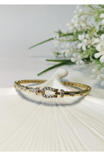 Halley Concept Gold Steel Bracelet with Zircon Stone Clasp