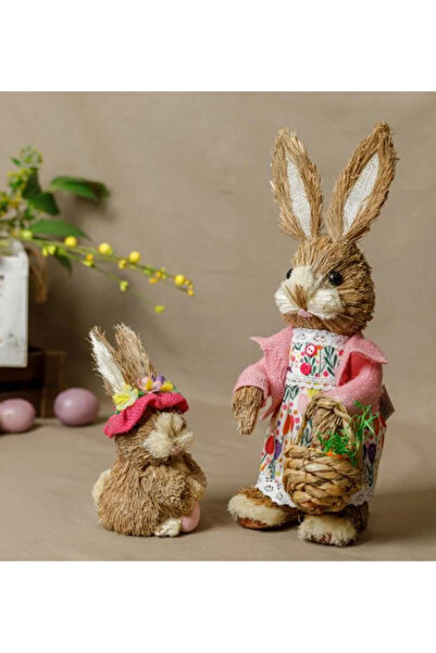 Tessari Easter Decorative Figure Rabbit with Floral Dress and Egg Basket 39 cm