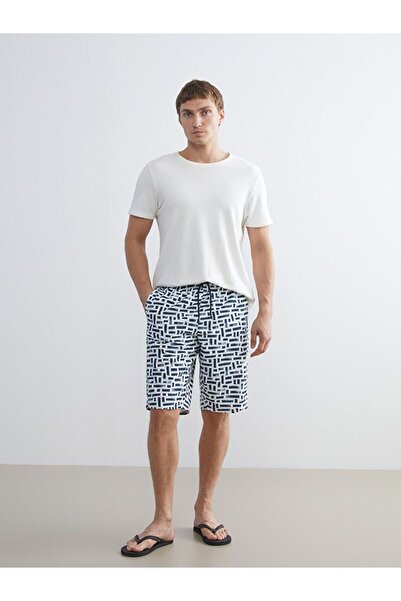 LC Waikiki Lcw Swimwear Navy Blue Knee Length Patterned Men's Swim Shorts