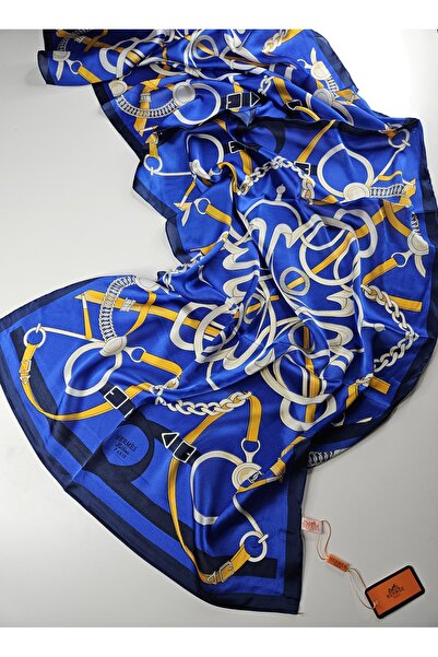 Shiva Scarfs Chain Belt Pattern Voile Silk Shawl Foulard Accessory Silk Scarf...