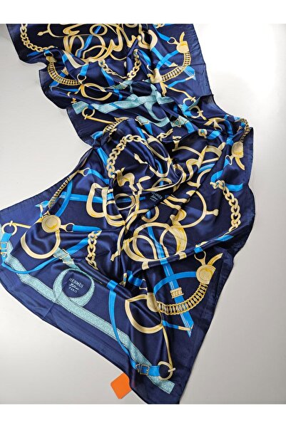 Shiva Scarfs Chain Belt Pattern Voile Silk Shawl Foulard Accessory Silk Scarf...