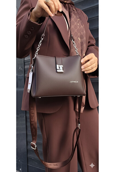 Just Polo Original Women's Brown Medium Size 4 Compartment Shoulder Bag