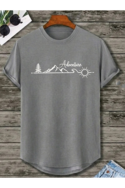 SUNFREE تيشيرت قطني بأكمام قصيرة وتنورة بيضاوية مطبوعة من ADVENTURE