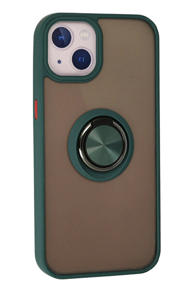 Najmaddin غطاء سيليكون مونتريال مع حلقة لهاتف آيفون 15 من نيو فيس - أخضر