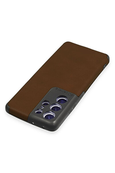 Najmaddin نيوفيس حافظة سامسونج جالاكسي S21 الترا حلقة جلد سيليكون - بني