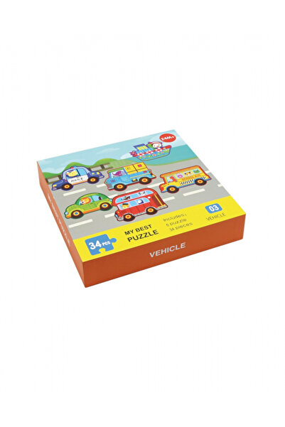 ANDREU TOYS Box with 6 Puzzles, 34 Pieces, Means of Transport