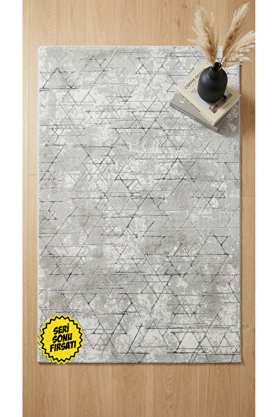 Zev Halı Stone Serisi Geometrik Akrilik Halı st006 Gri 150x230 - %60 Outlet