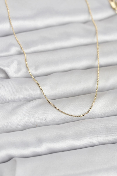 Bucuks Mey İthalat® CM 14K Gold Renk İnce Top Zincirli 60 cm Kadın Kolye