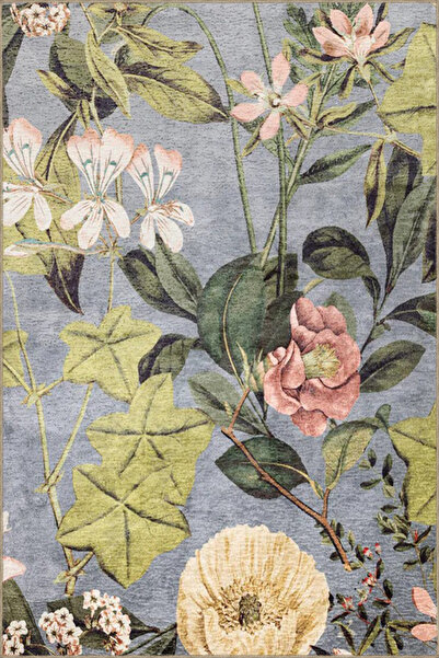 Rugs Modern Halı Тъкан килим с мотив на разклоняващи се листа и рози miravip8146
