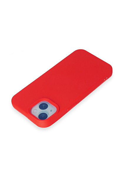 Epilons حافظة آيفون 15 من السيليكون المخملي الداخلي - أحمر