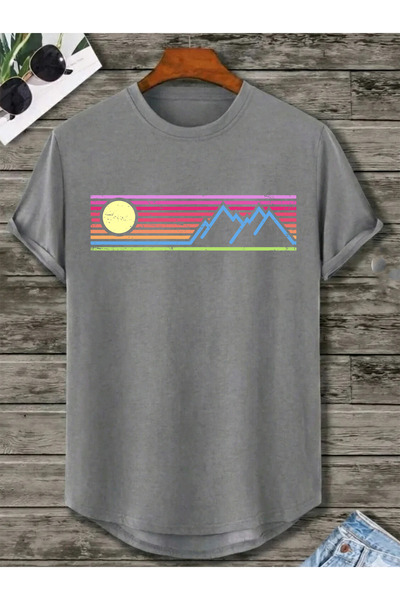 SUNFREE تيشيرت قطني بأكمام قصيرة وتنورة بيضاوية مطبوعة من NATURE