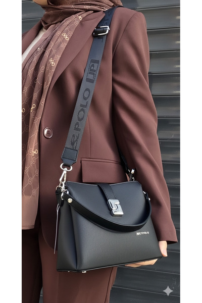 Just Polo Original Women's Black Medium Size 4 Compartment Shoulder Bag