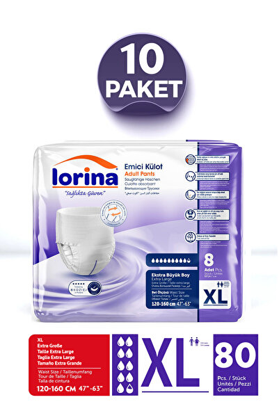 LORİNA Emici Külot xLarge 8'li 80 Adet