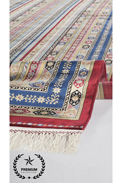 Zev Halı Viskon İpek Parlak Bordo Afgan Halı | Bambu Katkılı Yumuşak Tuşe