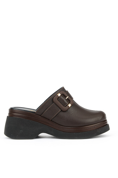 Ziya , Women's Genuine Leather Heeled Slippers 161992Z64030 Brown