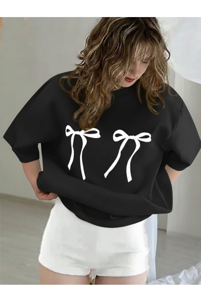 Mayer Butik Unisex Ανδρικό/Γυναικείο μπλουζάκι με στάμπα με κορδέλα, υπερμεγέ...