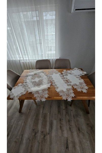 ZESA HOME 5 Piece Luxury Living Room Sets with Agar Guipure on Linen