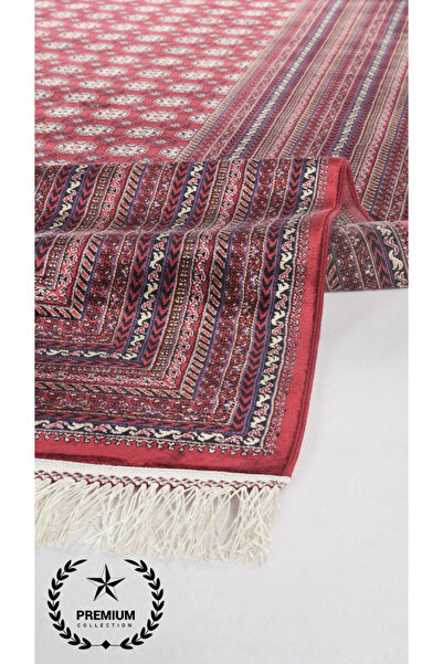 Zev Halı Solmayan Renkler Bordo Afgan Halı | Dört Mevsim Bambu Viskon Serisi