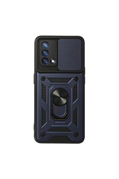 eco port حافظة اوبو A74 4G مع حلقة عدسة سيليكون - أزرق داكن