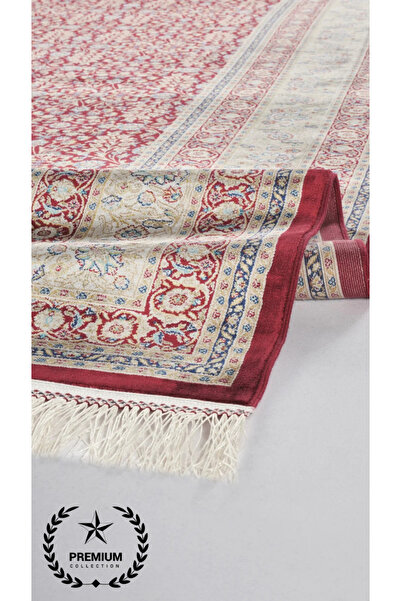 Zev Halı İnce ve Saçaklı Bordo Klasik Halı | Viskon Bambu Premium Seri