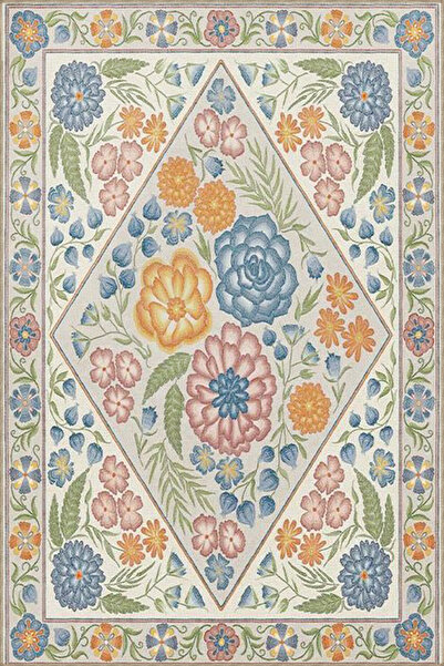 Rugs Modern Halı Traditional Trapezoid Patterned Multicolor Washable Decorati...