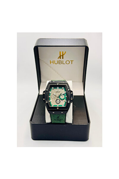 LAOBAN ساعة هوبلو كرونوغراف خضراء فاخرة في علبة عرض