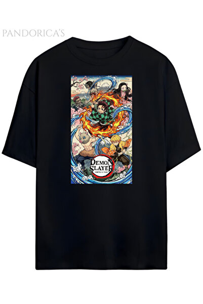 Grafftee Clothing Tricou unisex din bumbac cu design Demon Slayer Pandorica