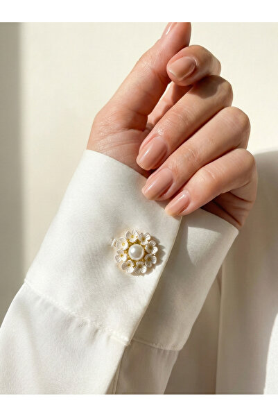 GKCBijoux Yeni Trend Kadın Kol Düğmesi Görünümlü Düğme Kapağı Broş Düğme Klip...