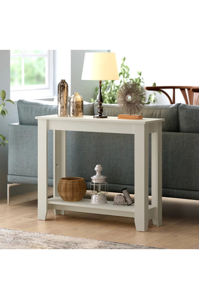 Poyraz Furniture Accessory Konsol Masası, Ahşap, Beyaz, Toz Ceviz/Siyah, İnci...