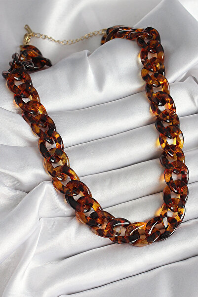 Skygo قلادة نسائية بسلسلة سميكة من الميكا بنقشة الفهد - TJ-BKO10235